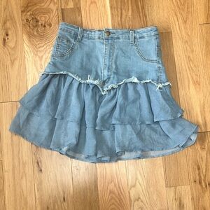 Light Blue Ruffled denim Skirt sz 30